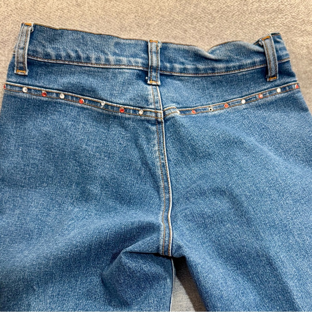 Vintage Early 2000s Cool Wear Blue flare jeans with American flag print size 1 - Picture 6 of 11